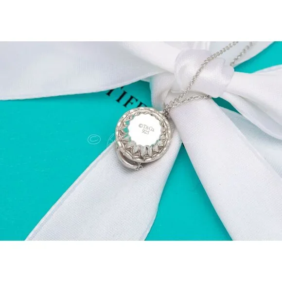 Tiffany & Co. Baker's Cupcake Pendant Pink Peach Frosting Charm Necklace Silver - Picture 3 of 6